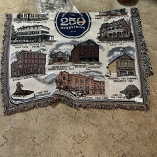 VINTAGE MYERSTOWN PA LEBANON COUNTY TAPESTRY THROW BLANKET USA Made 250 Years