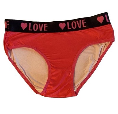 Red  LOVE  Heart Bikini Panties Size M - Soft Stretch Comfort Underwear