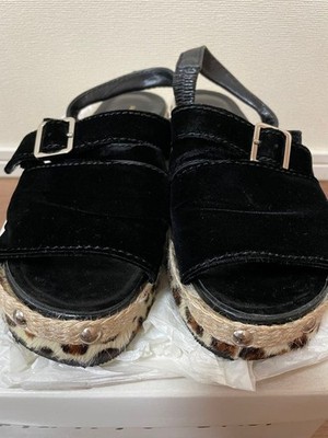 Tricot Comme Des Garcons Sandals Black Leopard Print Women's Made