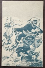 1940s Lone Ranger Arcade Card Blue Tint Silver Western Scene