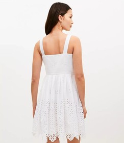 NEW Ann Taylor LOFT Petite Eyelet Corset Mini Dress White Bridal 16P