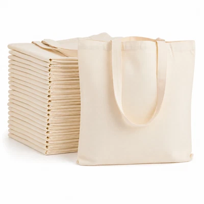 1 - 250 PACK 100% Premium Cotton Canvas Shopping Shoulder Tote Shopper Bags Lot - Image 1 of 4