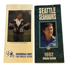 Vintage Lot (2) NFL Football 1992 Team Media Guides Programs; Colts, Seahawks