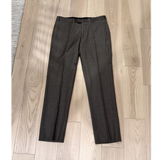 Prada Brown Virgin Wool Flat Front Straight Dress Pants Men 50R