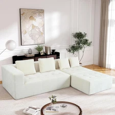 Modern Large Removable Modular Sofa with 4 Cushions, 3-Piece Set with Free Combi