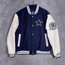 Dallas Cowboys Varsity Jacket Men M Ultra Game Letterman Faux Leather Bomber NEW