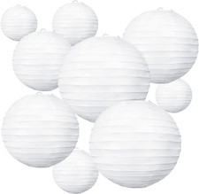 White Paper Lanterns 10Pcs 4/6/8/10/12 Inch Round Chinese Lamp