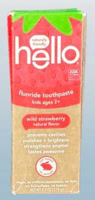 hello Kids Natural Wild Strawberry Toothpaste with Fluoride, SLS Free, ADA Accep