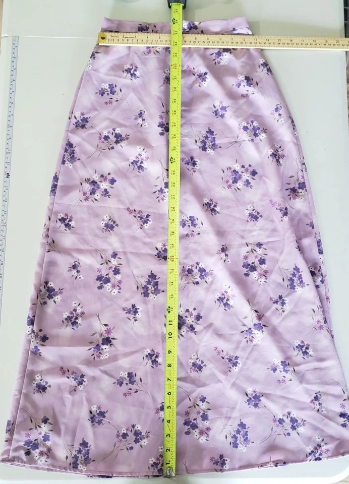 Falda midi floral púrpura pastel vintage años 90 diseño Paul Harris Fairy Grunge Foto 3 de 4