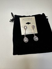 New Rose Gold Plated Double Teardrop CZ Bridal Prom Stud Drop Dangle Earrings