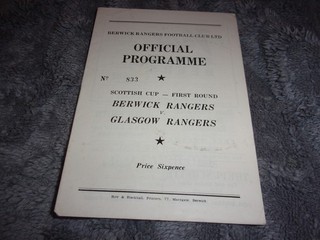 BERWICK RANGERS V RANGERS SCOTTISH CUP PROGRAMME SEASON 59 60