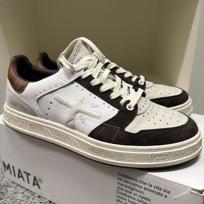 Pre-owned Premiata Quinn Trainers 7018 White Brown Size 10.5 US - Worn Once