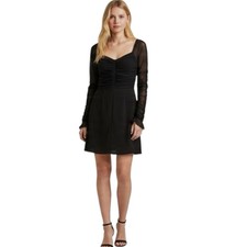 Lulus Black Ruched Sheer Long Sleeve Mini Dress Size Large NWT Witchy Whimsygoth
