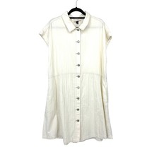 Universal Thread Short Sleeve Button Front Swing Shirt Dress Sz XXL Cream NEW