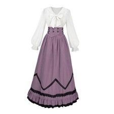 Womens Victorian Dress Costume 1800s Edwardian Costume Small Purple