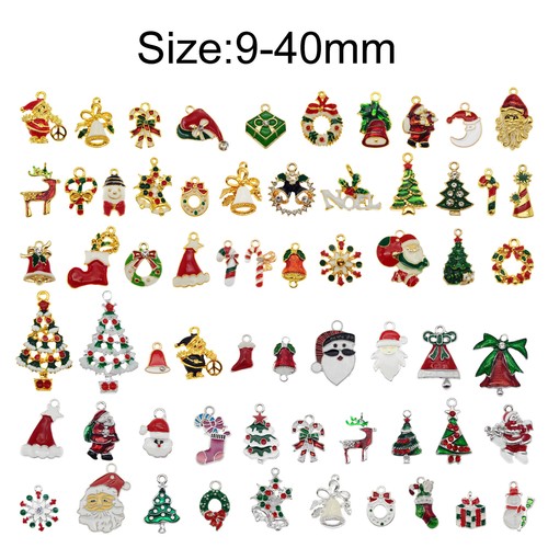10er-Pack Weihnachten Mehrfarbig Emaille Charm Anhänger Sortiert Metall 1-4cm - Bild 5 von 5