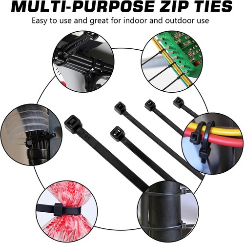 250pz Fascette Cerniera Cavo Nylon 4 Pollici Autobloccanti Giardino Garage Interno/Esterno - Foto 7 di 11