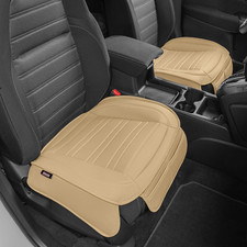 Seat Covers for Cars Trucks SUV, Faux Leather Beige Padded Seat Covers with Stor