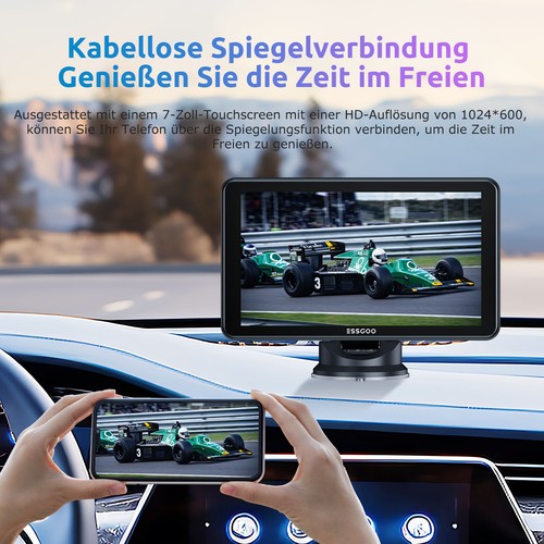 ESSGOO 7" Tragbares Autoradio Dashcam Apple CarPlay Android Touch Navi WIFI BT - Bild 4 von 15