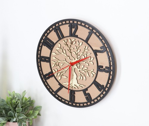 Wooden Wall Clock, Tree of Life Clock, Laser Cut Wall Clock, Wall Clock Silent - Picture 2 of 10