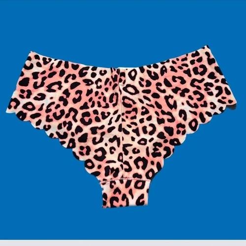 Victorias Secret PINK Seamless No Show Cheekster Panty Animal Print Orange Small - Picture 4 of 7