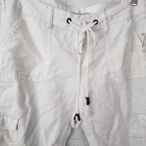 Aeropostale Y2K Cropped Linen Pants Size 9 / 10 White Low Rise NEW Deadstock - Picture 3 of 9