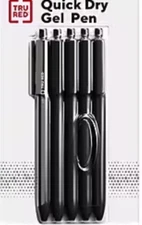 TRU RED Retractable Quick Dry Gel Pens Med Point 0.7mm Blk 5/Pack TR54494
