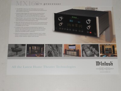 McIntosh MX160 A/V Processor Brochure, 2 pg Specs+Articles+Info Original
