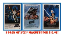 Star Wars MAGNETS 3 Pack 2"x3" Refrigerator Locker Retro