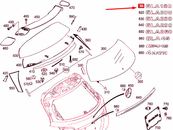 NEW MERCEDES-BENZ GLA X156 REAR PANEL DOOR MODEL PLATE A1568171000 