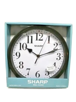NEW Sharp Wall Clock Metal Hands Glass Lens, Black SPC1124A | eBay