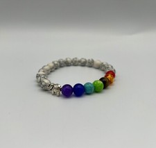 7 Chakra Reiki Healing Elephant Beaded Elastic Howlite Bracelet Natural Stone