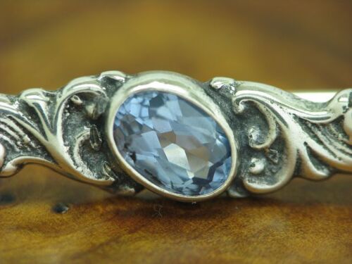 925 Plata de Ley Broche Con Topacio Azul Guarnición/Plata Auténtica / 3,6g - Imagen 2 de 3