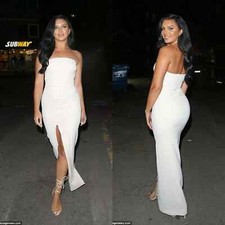 HOUSE OF CB/ Holly Ecru Front Split Cream Eggshell Off White Maxi Gown Dress