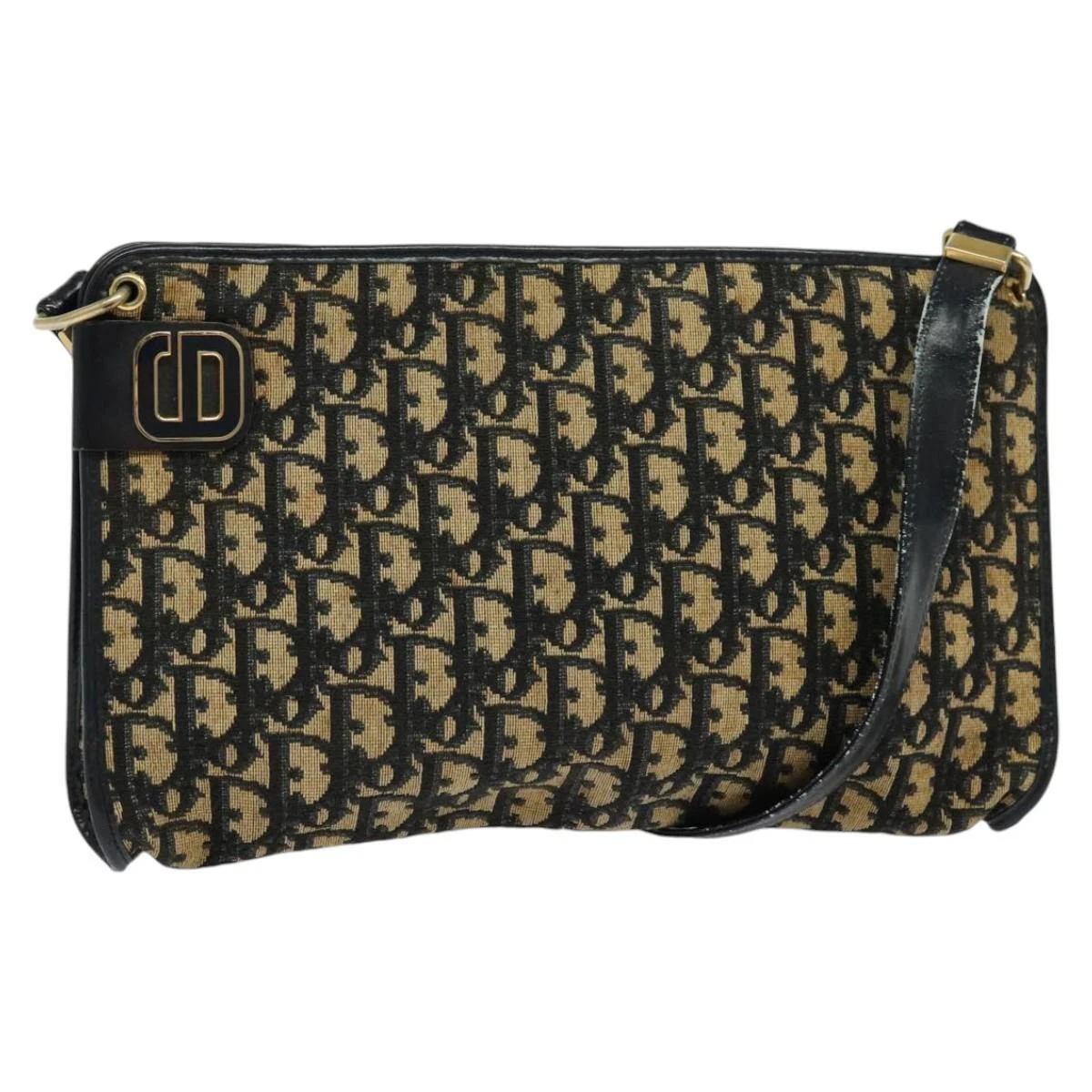 Sac bandoulière Christian Dior trotteur toile marine or authentique MY110