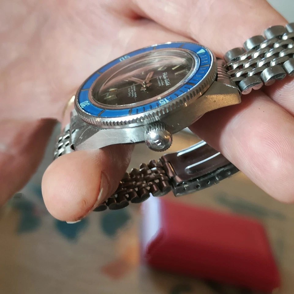 Philip Watch Caribbean 702 Diver 1000mt Rare Vintage 1960 39mm Bracelet Era - Image 2 of 4