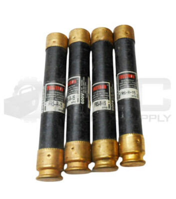 LOT OF 4 BUSSMANN FRS-R-15 TIME DELAY DUAL ELEMENT FUSE 15A 600VAC