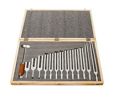 United Scientific TFBOX13 Tuning Fork Wooden Box Set With Mallet, 13 Forks