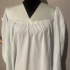 Vintage Vanity Fair Nightgown House Dress Fleece Blue Teal Size Large Womens