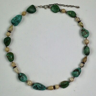 Barse sterling silver turquoise necklace with cream colored stones