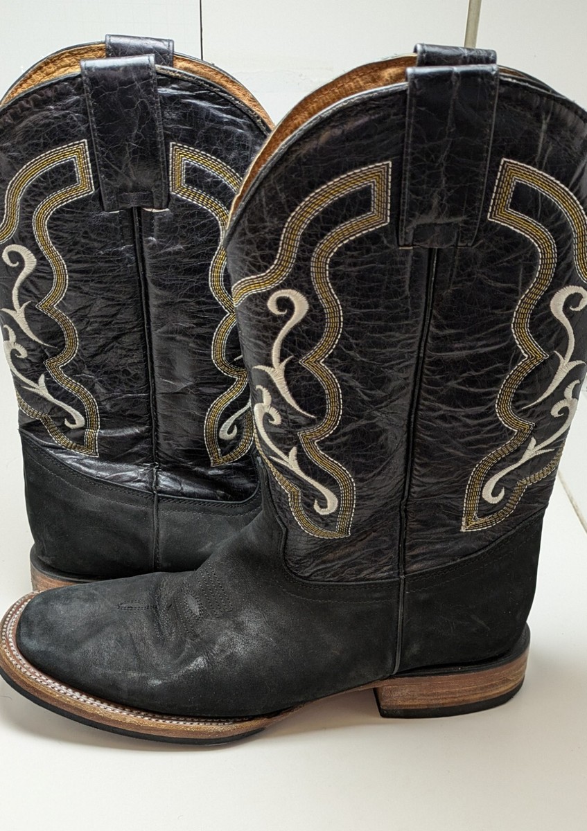 Mens Potrero Western Black Leather Work Cowboy Pull‎ On Up Riding Boots Size 10 Mens Pull On Black Leather Boots | Boot Barn main image 3
