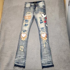Focus Jeans Men's Peace&Love Stacked Denim 32X38 NWT "Love turns into Pain"
