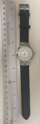 Anne Klein Womens Watch Silver Tone black leather Y121E