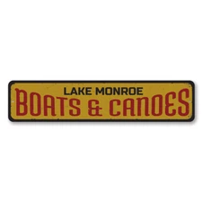 Boats & Canoes Sign, Personalized Lake Name Sign, Metal Lake Metal Decor Sign
