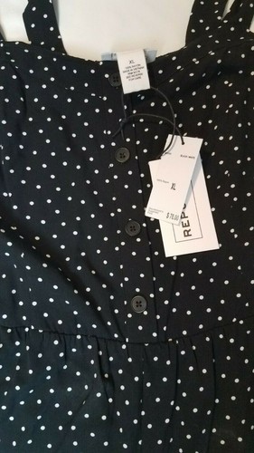 For The Republic Sz. XL Faux Button Up Polka Dot Tank Romper W/ Pockets NWT - Picture 5 of 7