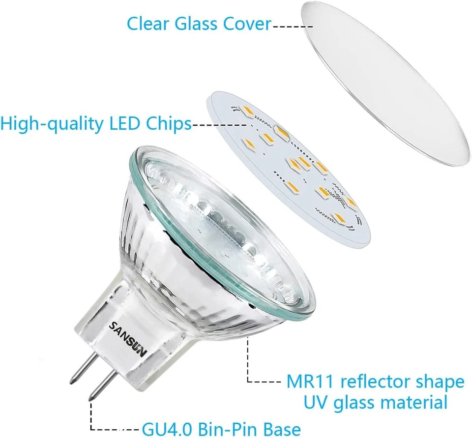 3W MR11 LED Landscape Light Bulbs, Low Voltage 12V 20W Halogen Replacement - Image 4 of 4