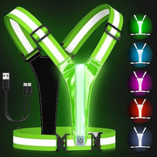 LED Reflective Vest Running Gear, 5 Lights Colors High Visibility Running Gear