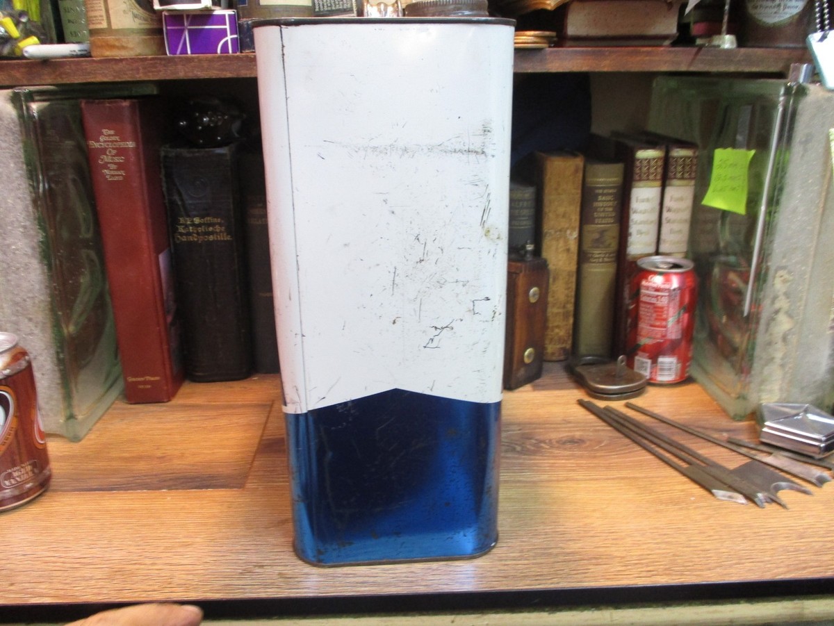 Vintage Sears Allstate Motor Oil Can 10 Quarts White Blue All