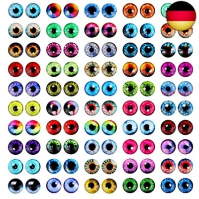 MWOOT 100 Stück 12MM Glasaugen Glas Drachenauge Kit, Dragon Eyes Glass Cabochon Eyes,