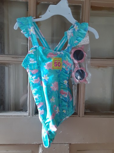 Tommy Bahama Girls One Piece Swimsuit & Sunglasses Size 4T NEW WITH TAGS